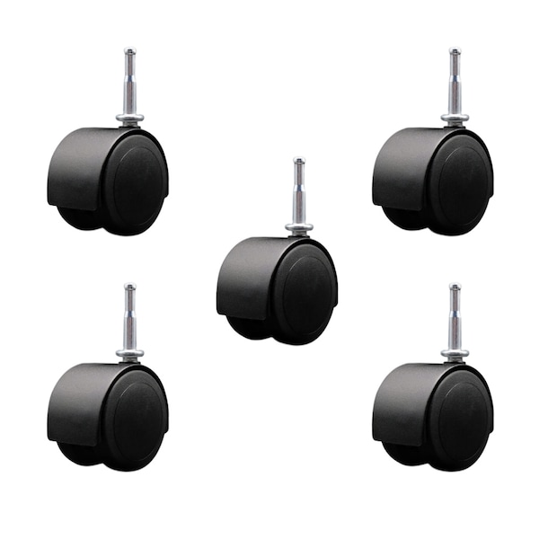 Service Caster 2-3/8'' Floor Safe Black Hooded Twin Wheel Caster Grip Neck Stem, 5PK SCC-GN02S60D-NYU-FB-5 - main